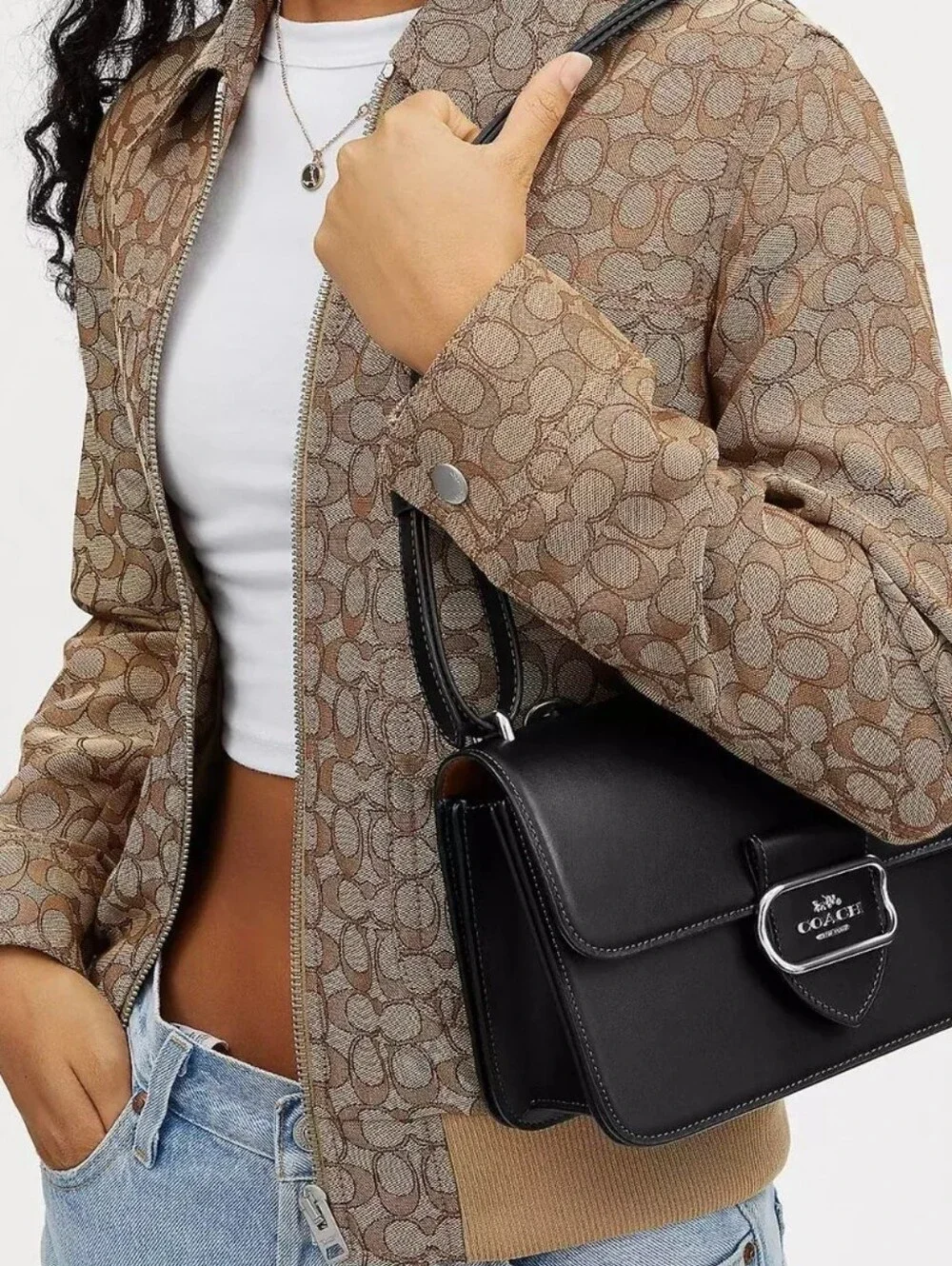Coach - Large Morgan Square Crossbody - Black / Silver